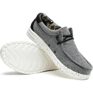 NWT ~ Men's Gray Black Lightweight Slip On Lace Up Casual Loafer Shoes ~ Size 10